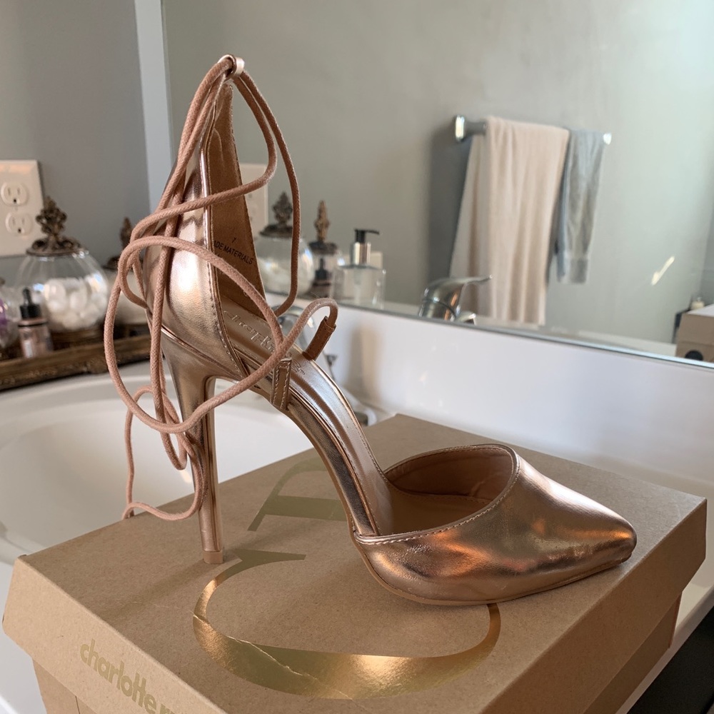 Rose gold tie up heels size 7 by Charlotte Russe